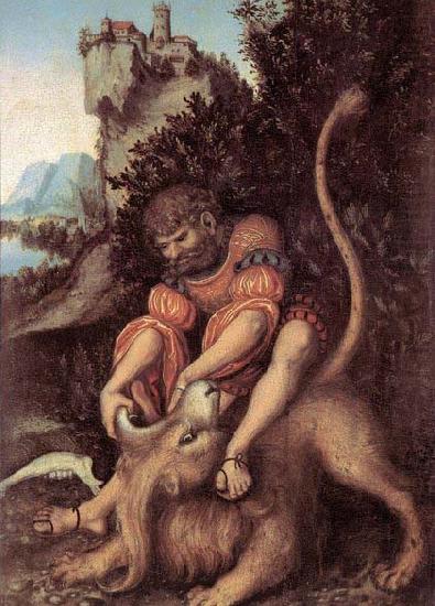 CRANACH, Lucas the Elder Samson's Fight with the Lion china oil painting image